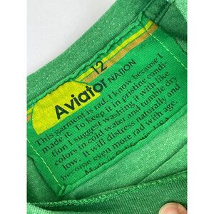 ~ Aviator Nation Tee Kids 12 Lg Wmn XXS XS Smiley Face Green Smile Tshirt Beachy